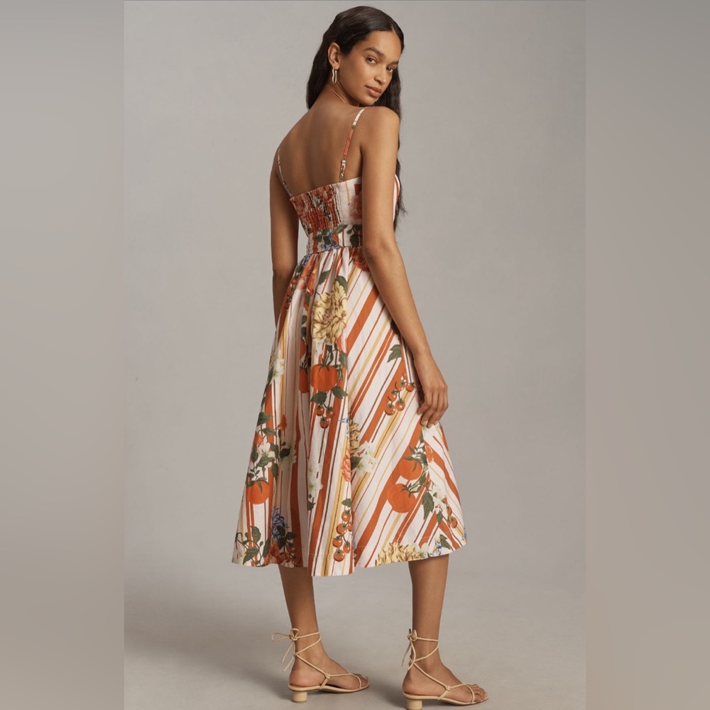 ✨ Anthropologie Belted A-Line Midi Dress Sz M - Picture 2 of 6